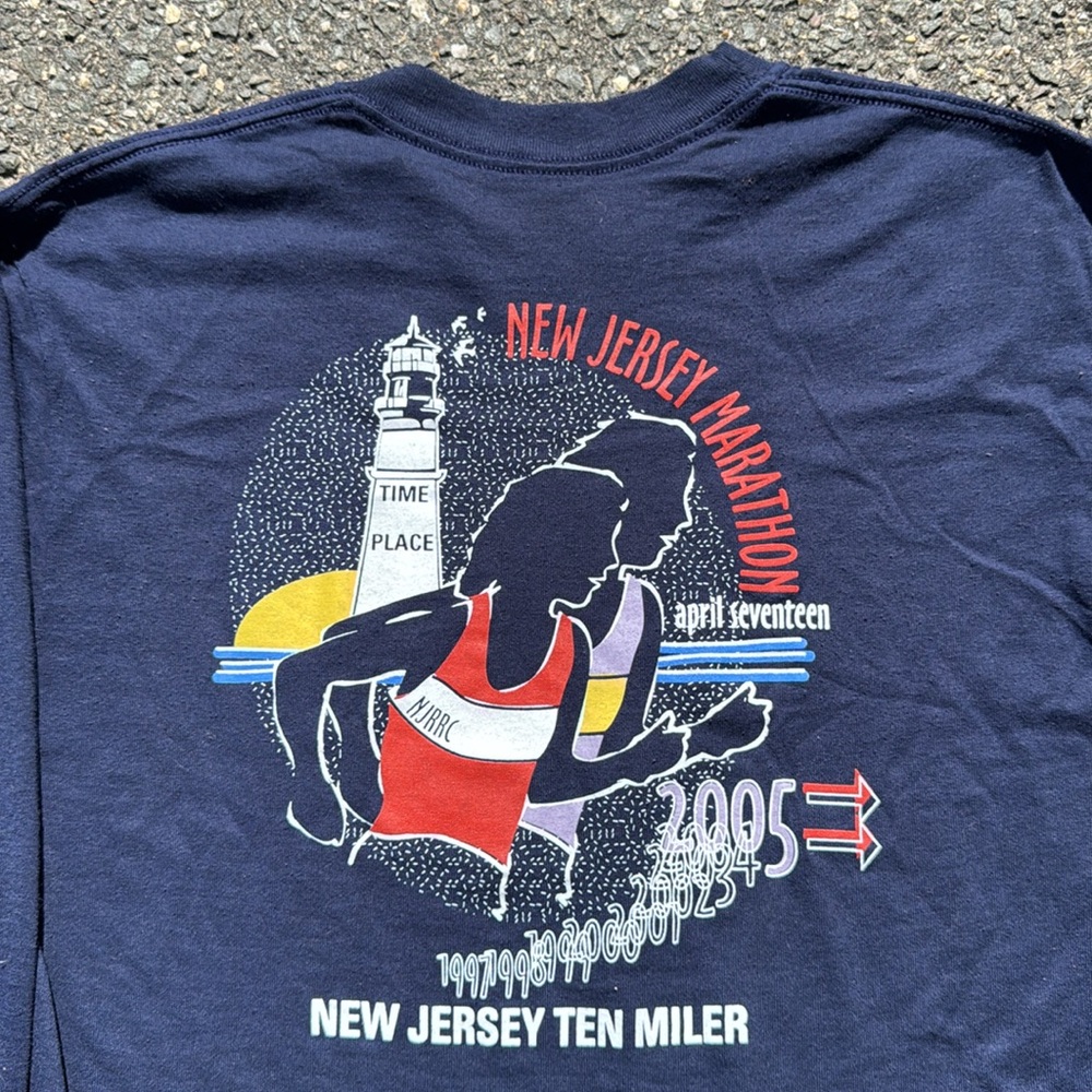 Vintage New Jersey Marathon long sleeve shirt L Y2K beach lighthouse running